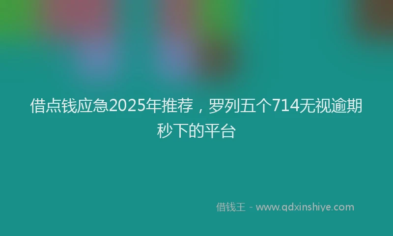 借点钱应急2025年推荐，罗列五个714无视逾期秒下的平台