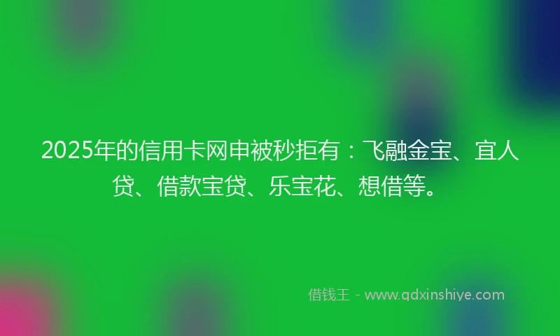 2025年的信用卡网申被秒拒有：飞融金宝、宜人贷、借款宝贷、乐宝花、想借等。
