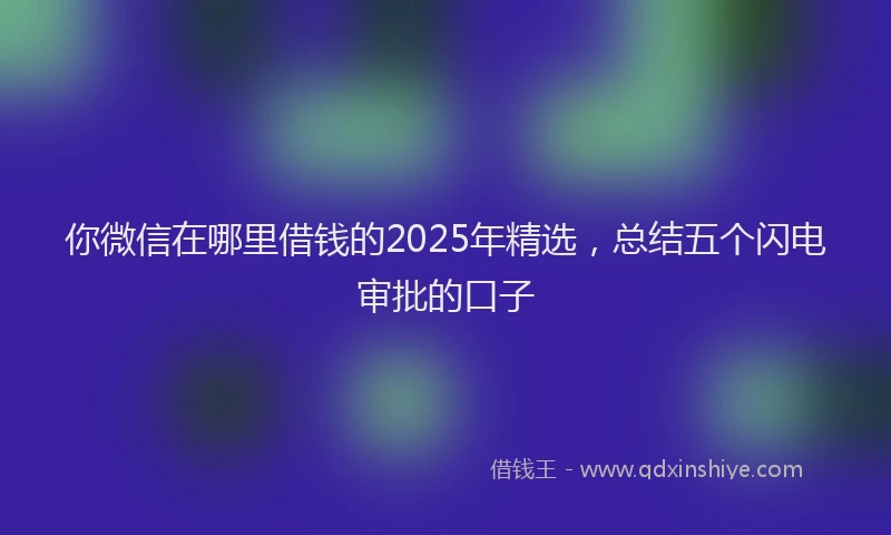 你微信在哪里借钱的2025年精选，总结五个闪电审批的口子