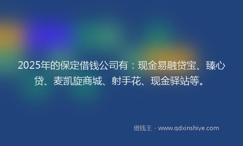 2025年的保定借钱公司有：现金易融贷宝、臻心贷、麦凯旋商城、射手花、现金驿站等。