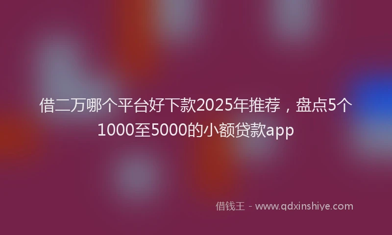 借二万哪个平台好下款2025年推荐，盘点5个1000至5000的小额贷款app