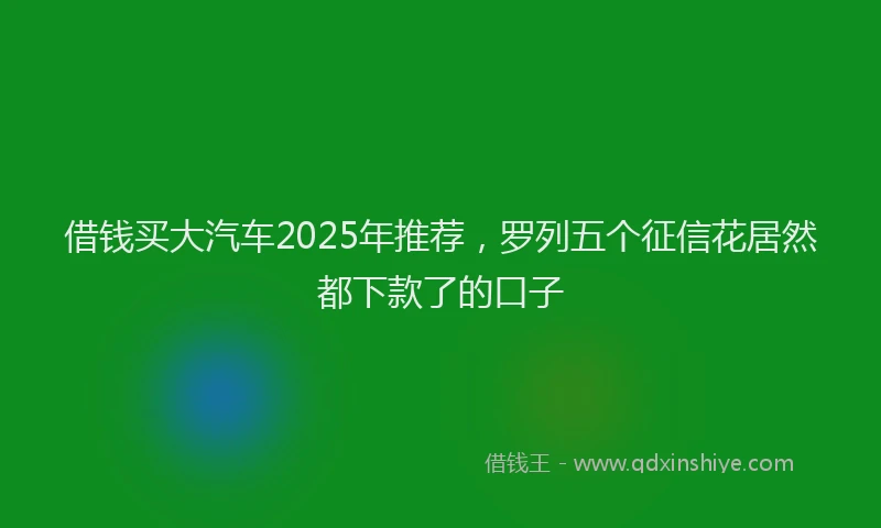 借钱买大汽车2025年推荐，罗列五个征信花居然都下款了的口子