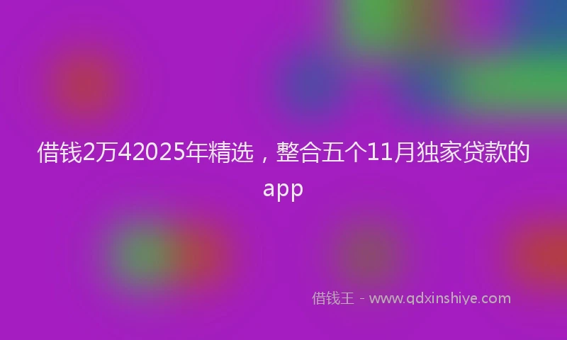 借钱2万42025年精选，整合五个11月独家贷款的app