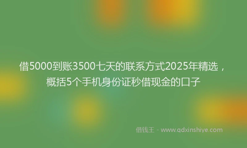 借5000到账3500七天的联系方式2025年精选，概括5个手机身份证秒借现金的口子