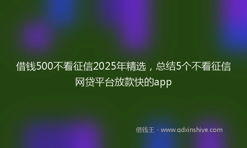 借钱500不看征信2025年精选，总结5个不看征信网贷平台放款快的app