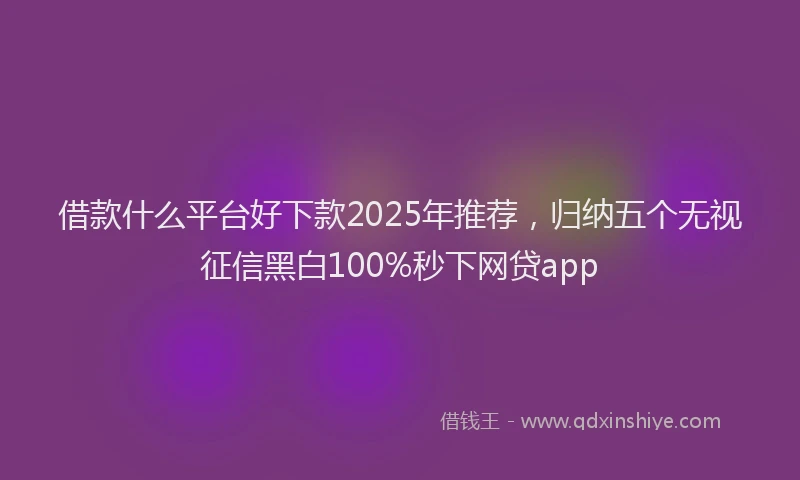 借款什么平台好下款2025年推荐，归纳五个无视征信黑白100%秒下网贷app