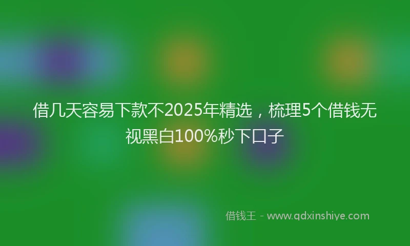 借几天容易下款不2025年精选，梳理5个借钱无视黑白100%秒下口子