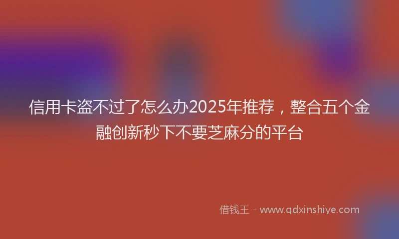 信用卡盗不过了怎么办2025年推荐，整合五个金融创新秒下不要芝麻分的平台