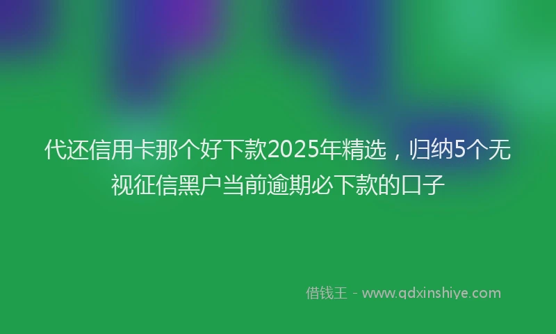 代还信用卡那个好下款2025年精选，归纳5个无视征信黑户当前逾期必下款的口子