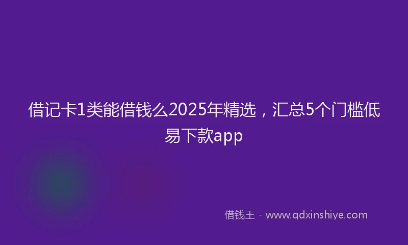 借记卡1类能借钱么2025年精选，汇总5个门槛低易下款app
