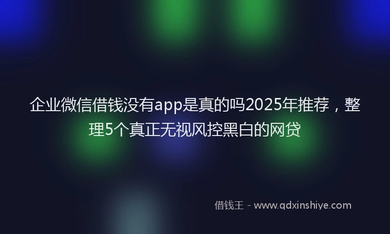 企业微信借钱没有app是真的吗2025年推荐，整理5个真正无视风控黑白的网贷