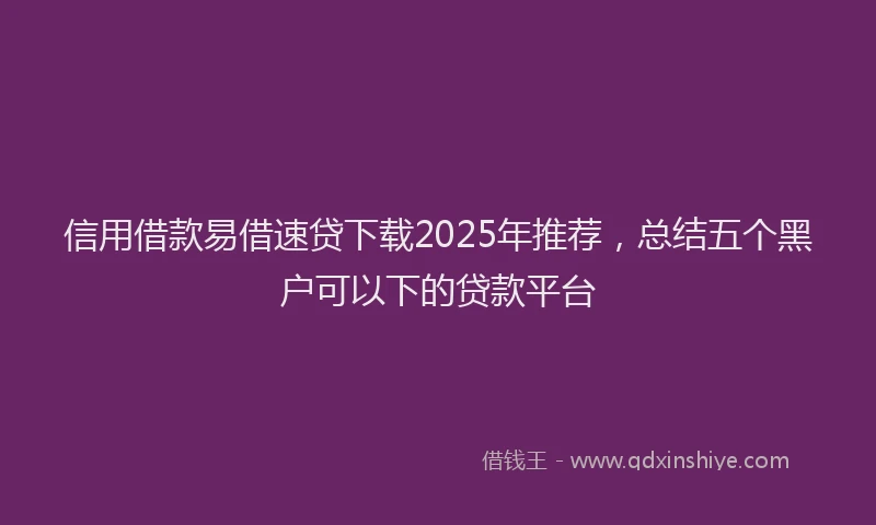信用借款易借速贷下载2025年推荐，总结五个黑户可以下的贷款平台