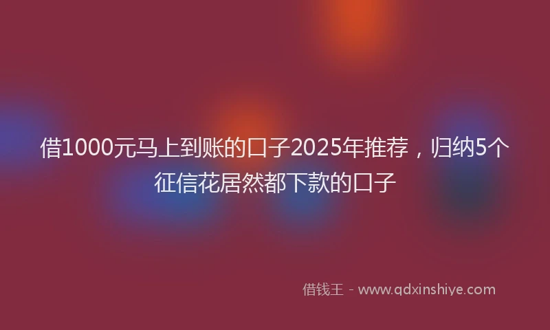 借1000元马上到账的口子2025年推荐，归纳5个征信花居然都下款的口子