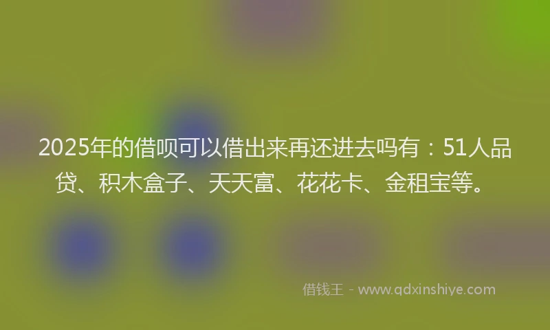 2025年的借呗可以借出来再还进去吗有：51人品贷、积木盒子、天天富、花花卡、金租宝等。