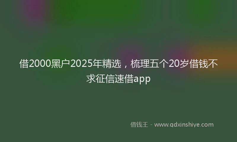 借2000黑户2025年精选，梳理五个20岁借钱不求征信速借app