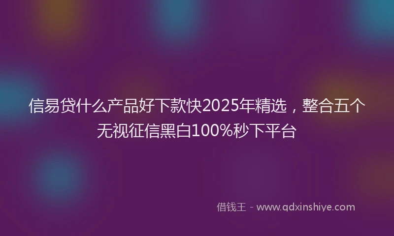 信易贷什么产品好下款快2025年精选，整合五个无视征信黑白100%秒下平台