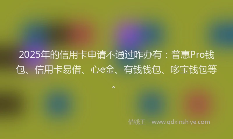 2025年的信用卡申请不通过咋办有：普惠Pro钱包、信用卡易借、心e金、有钱钱包、哆宝钱包等。