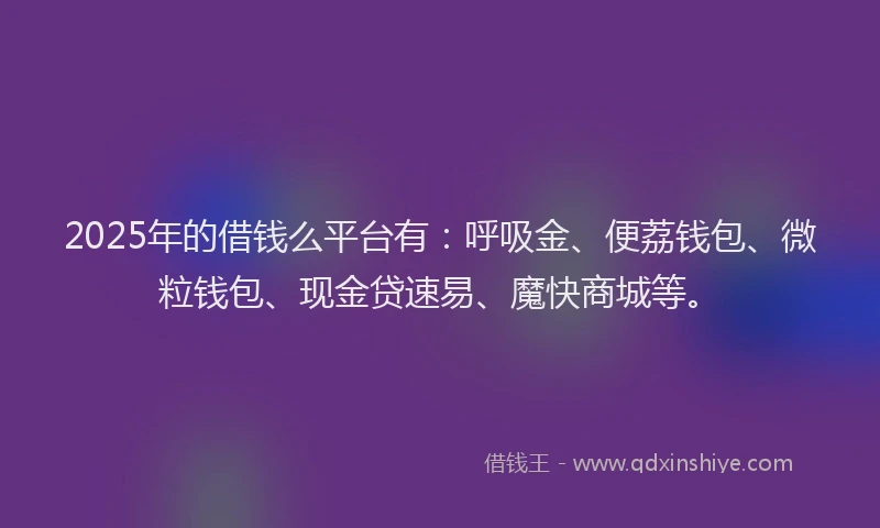 2025年的借钱么平台有：呼吸金、便荔钱包、微粒钱包、现金贷速易、魔快商城等。