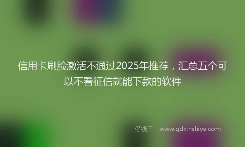 信用卡刷脸激活不通过2025年推荐，汇总五个可以不看征信就能下款的软件
