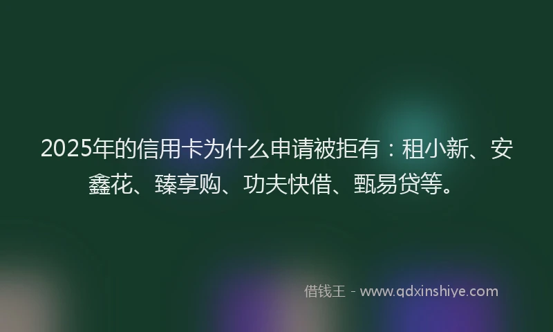 2025年的信用卡为什么申请被拒有：租小新、安鑫花、臻享购、功夫快借、甄易贷等。