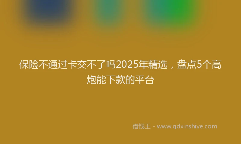 保险不通过卡交不了吗2025年精选，盘点5个高炮能下款的平台