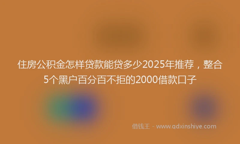 住房公积金怎样贷款能贷多少2025年推荐，整合5个黑户百分百不拒的2000借款口子