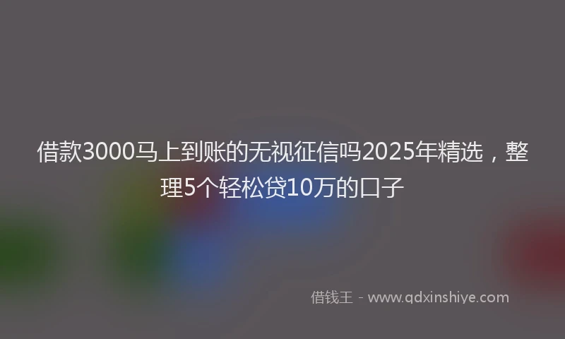 借款3000马上到账的无视征信吗2025年精选，整理5个轻松贷10万的口子