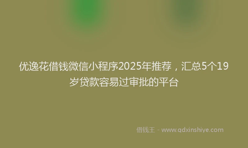 优逸花借钱微信小程序2025年推荐，汇总5个19岁贷款容易过审批的平台