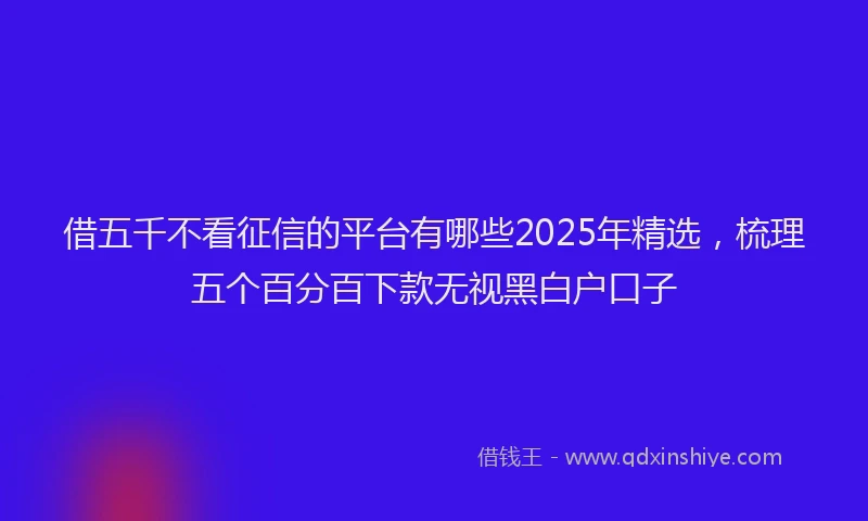 借五千不看征信的平台有哪些2025年精选，梳理五个百分百下款无视黑白户口子