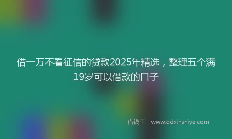 借一万不看征信的贷款2025年精选，整理五个满19岁可以借款的口子