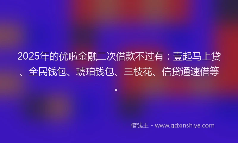 2025年的优啦金融二次借款不过有：壹起马上贷、全民钱包、琥珀钱包、三枝花、信贷通速借等。