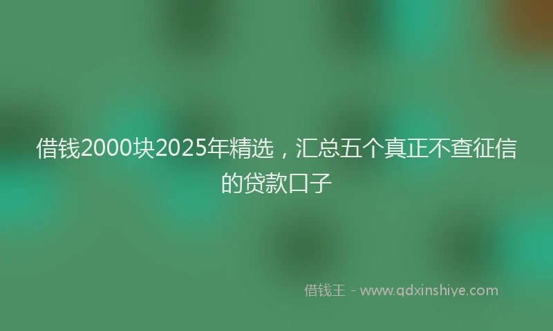 借钱2000块2025年精选，汇总五个真正不查征信的贷款口子