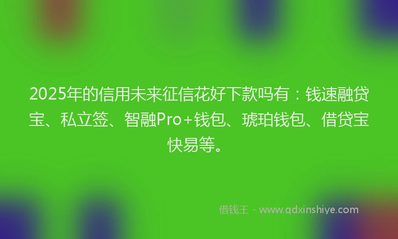 2025年的信用未来征信花好下款吗有：钱速融贷宝、私立签、智融Pro+钱包、琥珀钱包、借贷宝快易等。