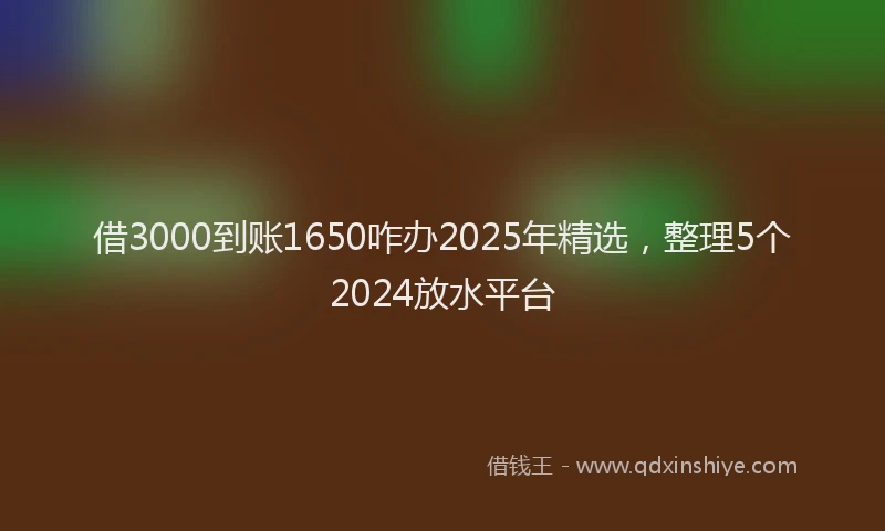 借3000到账1650咋办2025年精选，整理5个2024放水平台