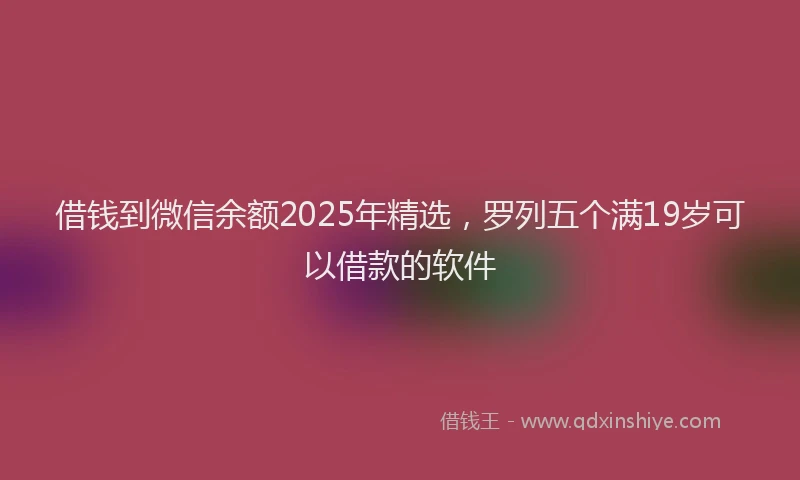 借钱到微信余额2025年精选，罗列五个满19岁可以借款的软件