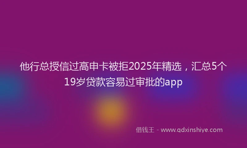 他行总授信过高申卡被拒2025年精选，汇总5个19岁贷款容易过审批的app