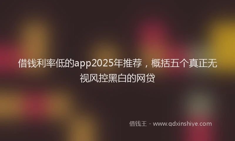 借钱利率低的app2025年推荐，概括五个真正无视风控黑白的网贷