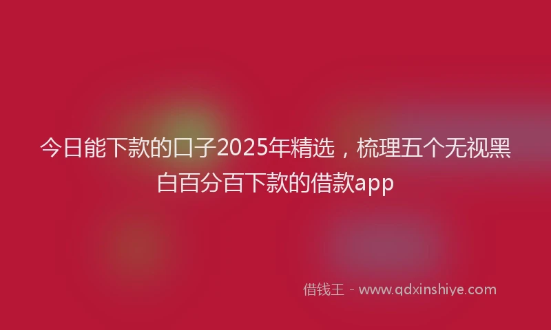 今日能下款的口子2025年精选，梳理五个无视黑白百分百下款的借款app