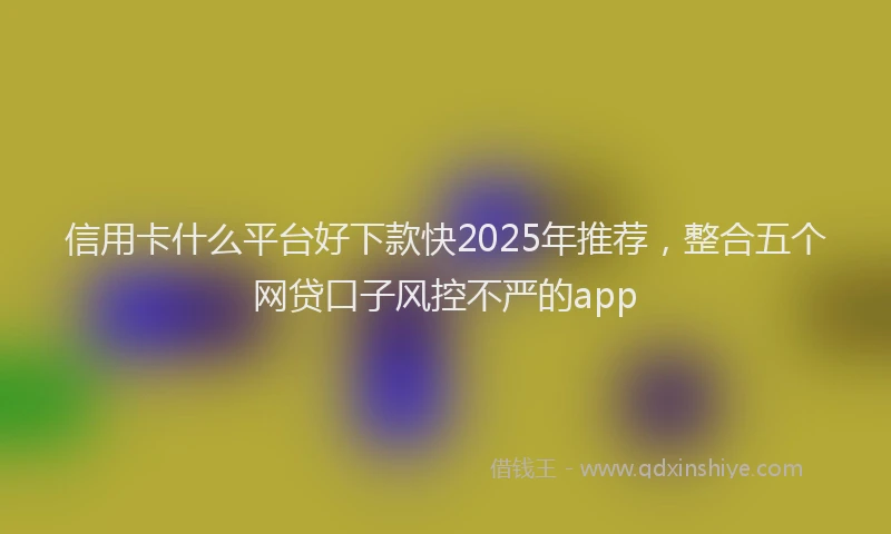 信用卡什么平台好下款快2025年推荐，整合五个网贷口子风控不严的app