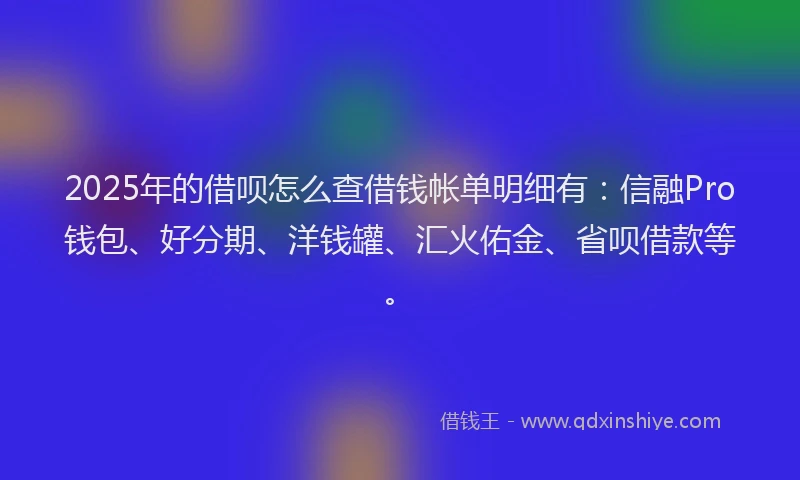 2025年的借呗怎么查借钱帐单明细有：信融Pro钱包、好分期、洋钱罐、汇火佑金、省呗借款等。
