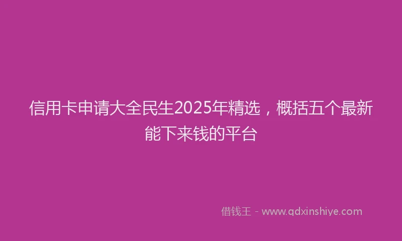 信用卡申请大全民生2025年精选，概括五个最新能下来钱的平台