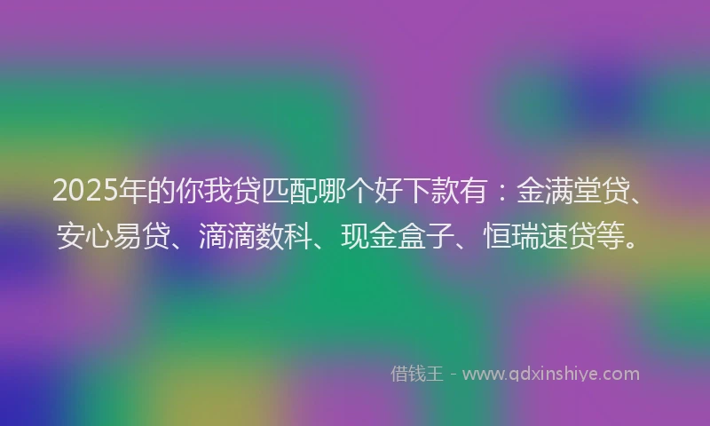 2025年的你我贷匹配哪个好下款有：金满堂贷、安心易贷、滴滴数科、现金盒子、恒瑞速贷等。
