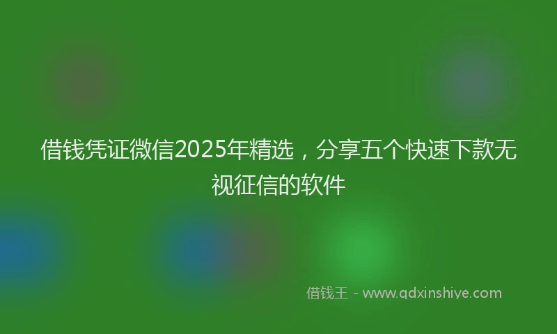 借钱凭证微信2025年精选，分享五个快速下款无视征信的软件