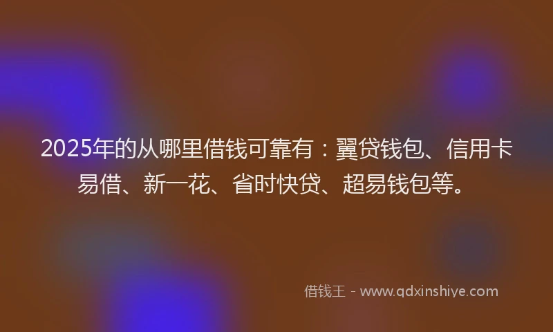 2025年的从哪里借钱可靠有：翼贷钱包、信用卡易借、新一花、省时快贷、超易钱包等。