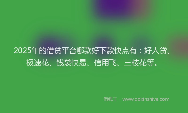 2025年的借贷平台哪款好下款快点有：好人贷、极速花、钱袋快易、信用飞、三枝花等。