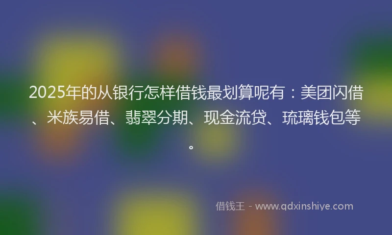 2025年的从银行怎样借钱最划算呢有：美团闪借、米族易借、翡翠分期、现金流贷、琉璃钱包等。