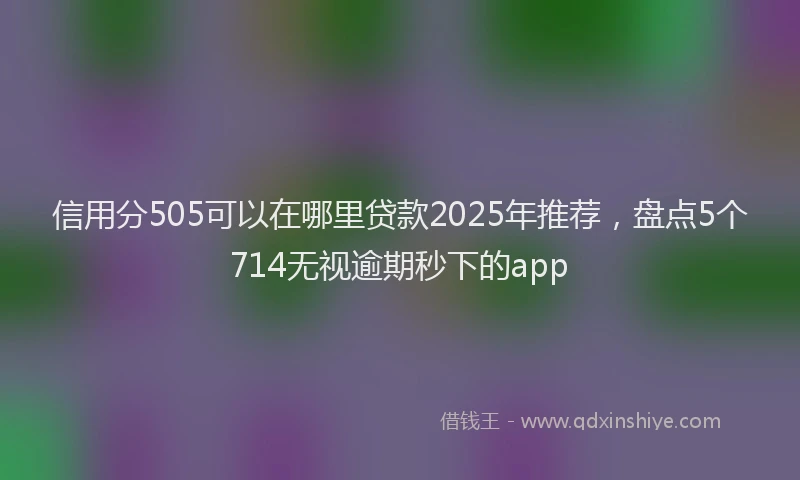 信用分505可以在哪里贷款2025年推荐，盘点5个714无视逾期秒下的app