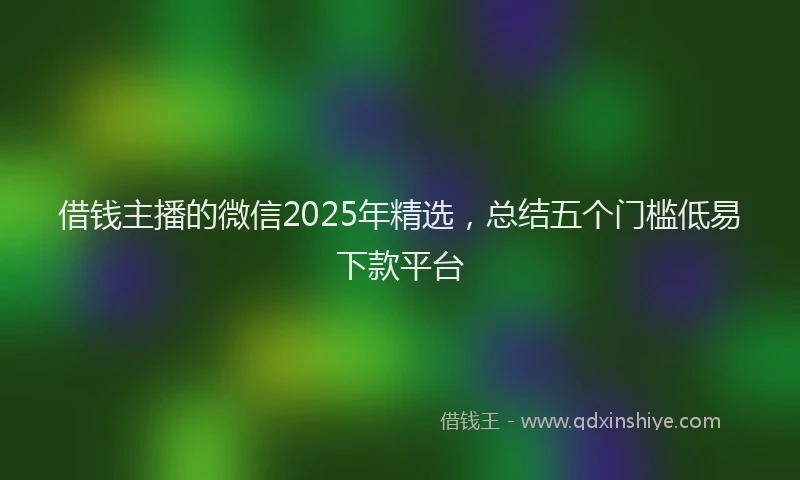 借钱主播的微信2025年精选，总结五个门槛低易下款平台