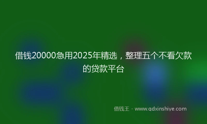 借钱20000急用2025年精选，整理五个不看欠款的贷款平台