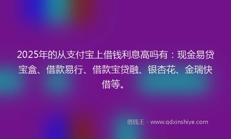 2025年的从支付宝上借钱利息高吗有：现金易贷宝盒、借款易行、借款宝贷融、银杏花、金瑞快借等。